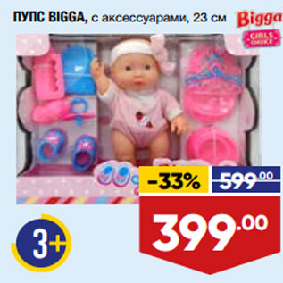 Акция - ПУПС BIGGA, с аксессуарами, 23 см