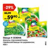Магазин:Карусель,Скидка:Овощи 4 СЕЗОНА
фасоль стручковая/смесь
гавайская/овощи по-деревенски,
400 г