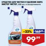 Магазин:Лента,Скидка:СРЕДСТВО ДЛЯ ЧИСТКИ И УДАЛЕНИЯ ЖИРА
МИСТЕР ЧИСТЕР,