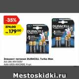 Магазин:Карусель,Скидка:Элемент питания DURACELL Turbo Max
АА-LR6-MX1500/
ААА-LR03-MX2400, 4 шт.