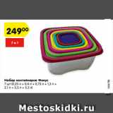 Магазин:Карусель,Скидка:Набор контейнеров Фокус
7 шт (0,23 л + 0,4 л + 0,73 л + 1,3 л +
2,1 л + 3,5 л + 5,3 л)