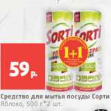 Магазин:Виктория,Скидка:Средство для мытья посуды Сорти
Яблоко, 500 г*2 шт.