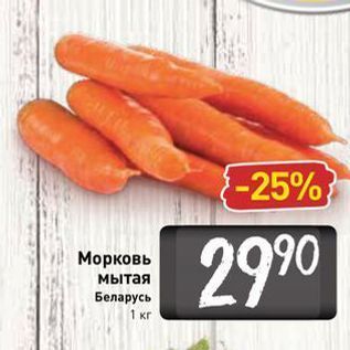 Акция - Морковь мытая Беларусь