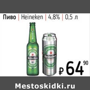 Акция - Пиво Heineken 4,8%