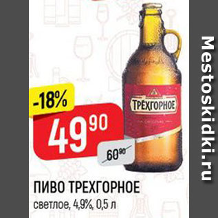 Акция - Пиво Трехгорное