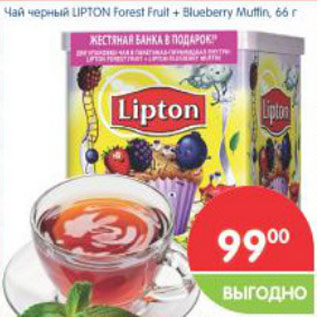 Акция - Чай черный Lipton Forest Fruit + Blueberry muttin