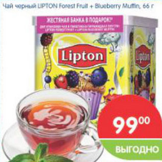 Акция - Чай черный Lipton Forest Fruit + Blueberry muttin