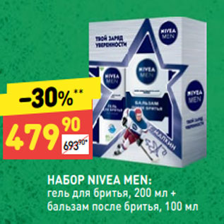 Акция - НАБОР NIVEA MEN: гель для бритья, 200 мл + бальзам после бритья, 100 мл