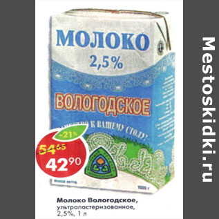 Акция - Молоко Вологодское ультропастеризованное 2,5%