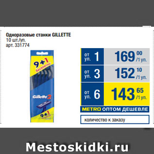 Акция - Одноразовые станки GILLETTE