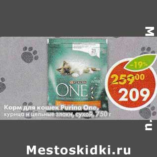 Акция - Корм для кошек Purina One, курица и цельные злаки, сухой