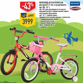 Акция - Велосипед Actico/Sportclub для детей 5-7 лет