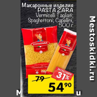 Акция - Макаронные изделия Pasta Zara Vermicelli Tagliati /Spaghettoni /Capellini