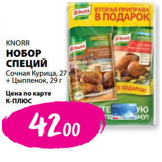 Акция - KNORR НОБОР СПЕЦИЙ Сочная Курица, 27 г + Цыпленок, 29 г