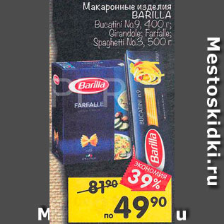 Акция - Макаронные изделия Barilla