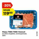 Магазин:Карусель,Скидка:Фарш ПАВА ПАВА Нежный
из мяса индейки, охлажденный, 