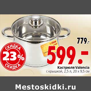 Акция - Кастрюля Valencia с крышкой, 2,5 л, 20 х 9,5 см