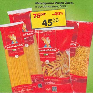 Акция - Макароны Pasta Zara