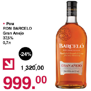 Акция - Ром RON BARCELO Gran Anejo 37,5%
