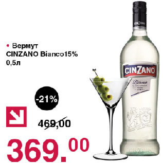 Акция - Вермут CINZANO Bianco15%