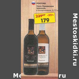 Акция - Вино Крымская трапеза