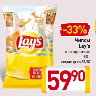 Акция - Чипсы Lay’s в ассортименте