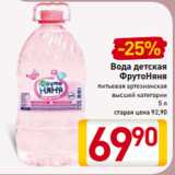 Магазин:Билла,Скидка:Вода детская
ФрутоНяня
питьевая артезианская
высшей категории
5 л