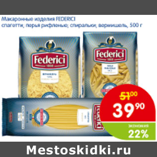 Акция - МАКАРОННЫЕ ИЗДЕЛИЯ FEDERICI