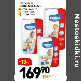 Акция - Подгузники Huggies Classic