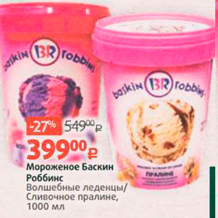 Акция - Мороженое Баскин Роббинс