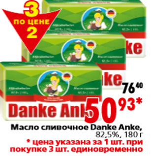 Акция - Масло сливочное Danke Anke, 82,5%,