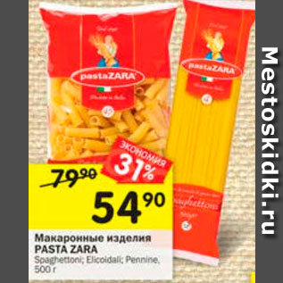 Акция - Макаронные изделия Pasta Zara