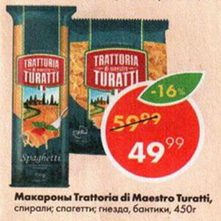 Акция - Макаронные изделия Trattoria di Maestro Turatti