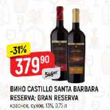 Магазин:Верный,Скидка:ВИНО CASTILLO SANTA BARBARA
RESERVA; GRAN RESERVA
красное, сухое, 13%