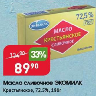 Акция - Масло сливочное Экомилк 72,5%