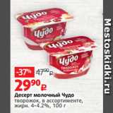 Виктория Акции - Десерт молочный Чудо
творожок, в ассортименте,
жирн. 4-4.2%