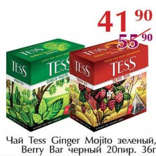 Акция - Чай Tess Ginger Mojito зеленый, Berry bar черный 20 мир