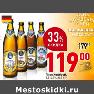 Акция - Пиво Хофброй, 5,1-6,3%