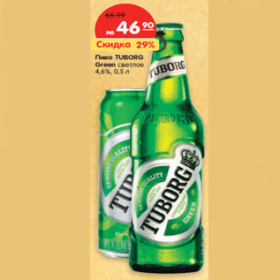 Акция - Пиво TUBORG Green светлое 4,6%