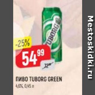 Акция - Пиво TUBORG GREEN