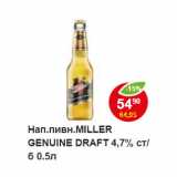 Магазин:Пятёрочка,Скидка:Пивной напиток Miller Draft 4,7%