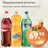 Магазин:Мираторг,Скидка:Газированный напиток COCA-COLA, SPRITE, FANTA апельсин