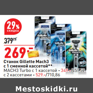 Акция - Станок Gillette Mach3 с 1 сменной кассетой**
