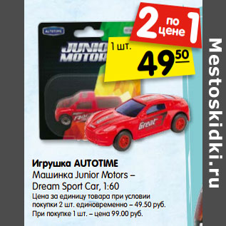 Акция - Игрушка AUTOTIME Машинка Junior Motors – Dream Sport Car, 1:60