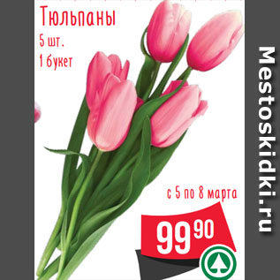 Акция - Тюльпаны 5  шт. 1  букет