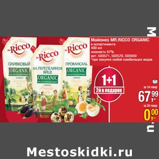 Акция - Майонез Mr. Ricco Organic 67%