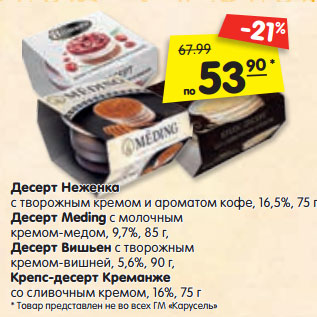 Акция - Десерт Неженка