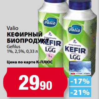 Акция - Кефирный биопродукт Gefilus 1%, 2,5%, Valio