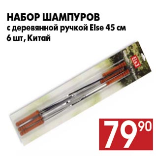 Акция - Набор шампуров с деревянной ручкой Else 45 см 6 шт, Китай
