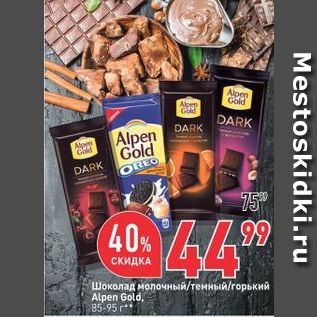 Акция - Шоколад молочный темный/горький Alpen Gold